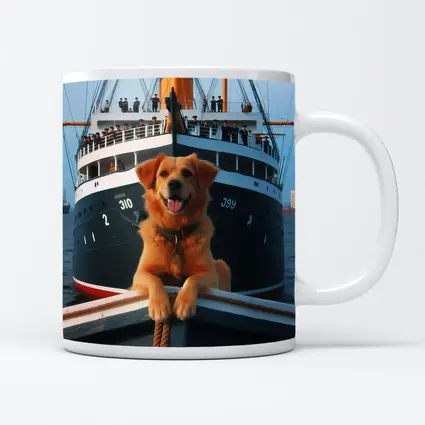 Golden Retriever Dog On Ship Deck