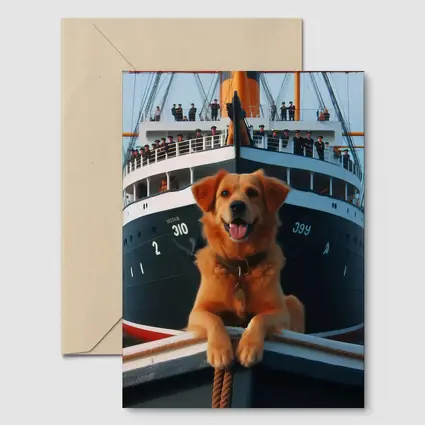 Golden Retriever Dog On Ship Deck