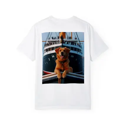 Golden Retriever Dog On Ship Deck