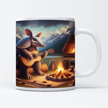 Armadillo Playing Guitar By Campfire Mountains