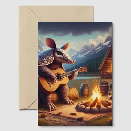 Armadillo Playing Guitar By Campfire Mountains