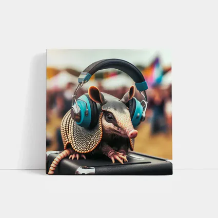 Armadillo Wearing Headphones At Music Festival