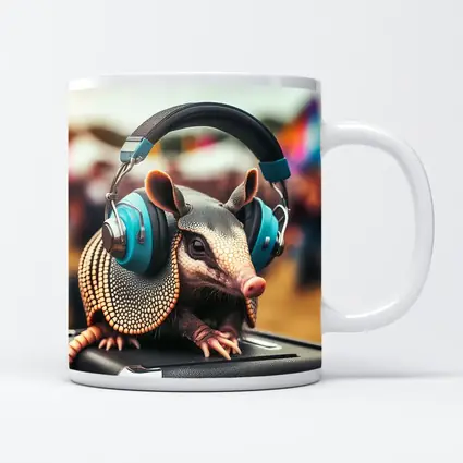 Armadillo Wearing Headphones At Music Festival