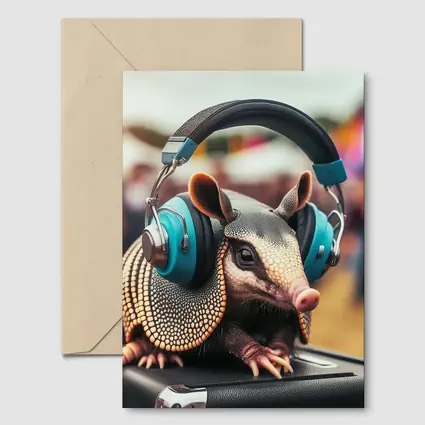 Armadillo Wearing Headphones At Music Festival