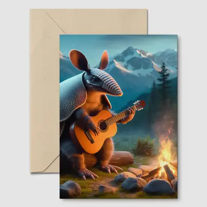 Armadillo Playing Guitar By Campfire Mountains