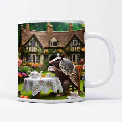 Armadillo Tea Party Cottage Garden Scene