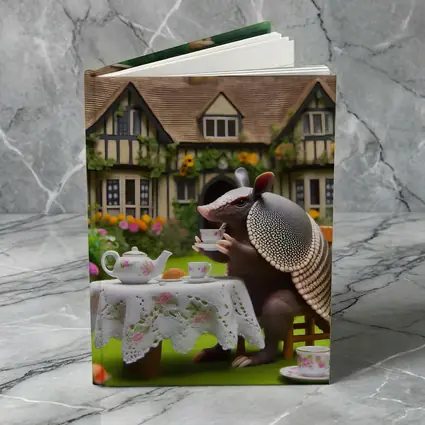 Armadillo Tea Party Cottage Garden Scene