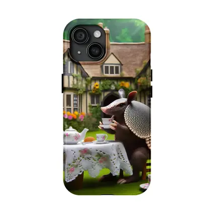 Armadillo Tea Party Cottage Garden Scene