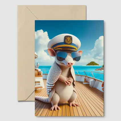 Armadillo Captain On Tropical Yacht Deck