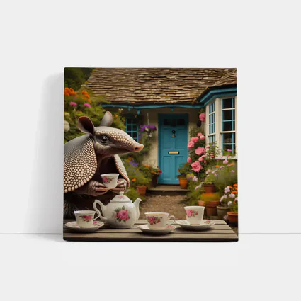 Armadillo Tea Party Cottage Garden Scene