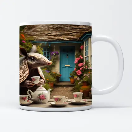 Armadillo Tea Party Cottage Garden Scene