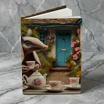 Armadillo Tea Party Cottage Garden Scene