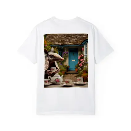 Armadillo Tea Party Cottage Garden Scene