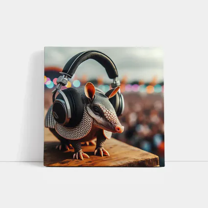 Armadillo Wearing Headphones at Music Festival