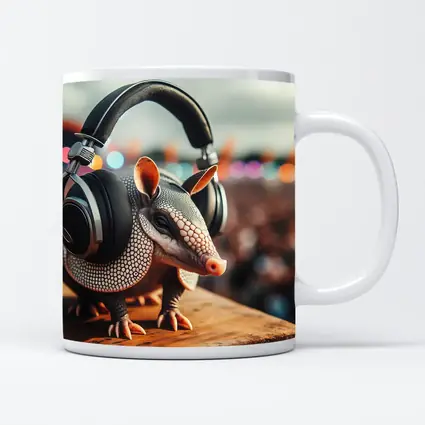 Armadillo Wearing Headphones at Music Festival