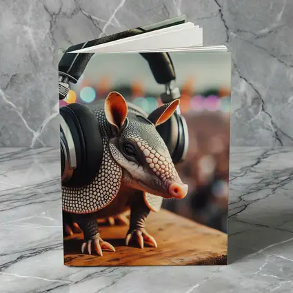 Armadillo Wearing Headphones at Music Festival