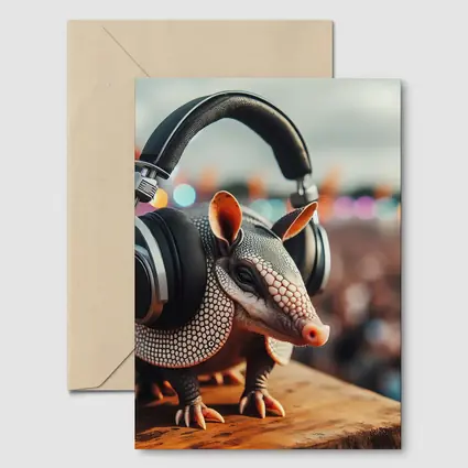 Armadillo Wearing Headphones at Music Festival
