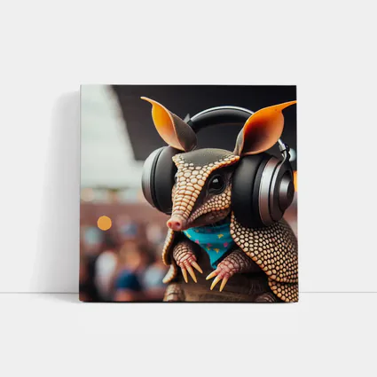 Armadillo DJ Wearing Headphones at Concert