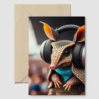Armadillo DJ Wearing Headphones at Concert