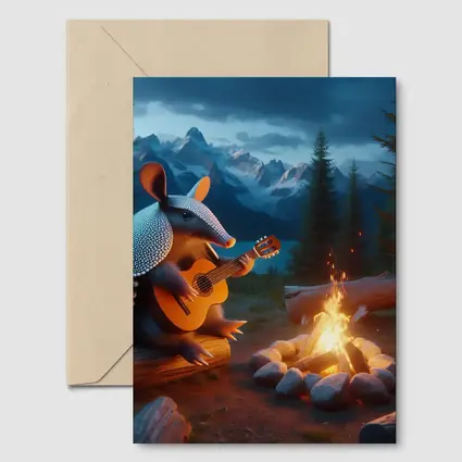 Armadillo Playing Guitar By Campfire Mountains