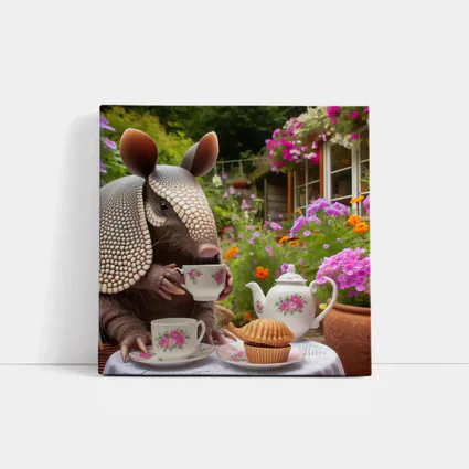 Armadillo Having Tea Party Garden