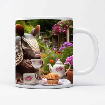Armadillo Having Tea Party Garden
