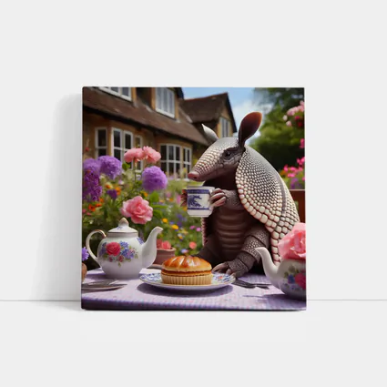 Armadillo Drinking Tea English Garden