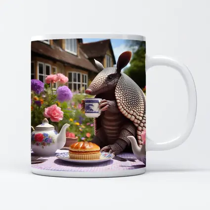 Armadillo Drinking Tea English Garden
