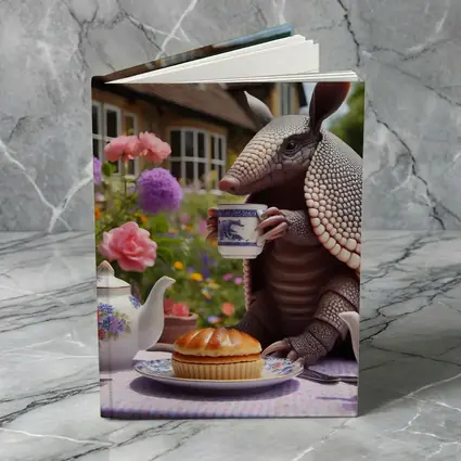 Armadillo Drinking Tea English Garden