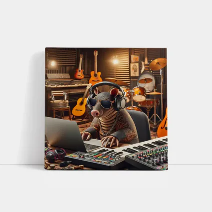 Cool Armadillo Producer In Music Studio