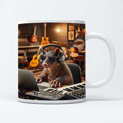 Cool Armadillo Producer In Music Studio