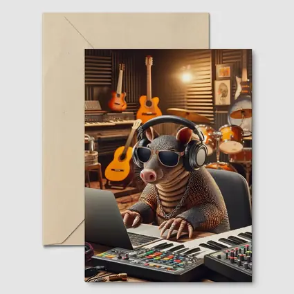 Cool Armadillo Producer In Music Studio