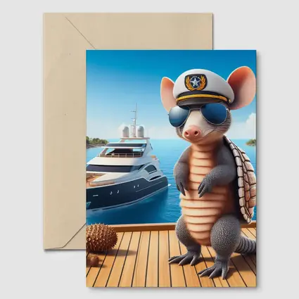 Cool Armadillo Captain On Luxury Yacht