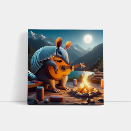 Armadillo Playing Guitar by Campfire Night