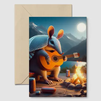 Armadillo Playing Guitar by Campfire Night