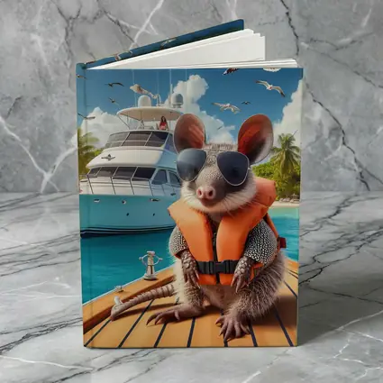 Opossum Wearing Sunglasses On Tropical Yacht