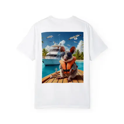 Opossum Wearing Sunglasses On Tropical Yacht