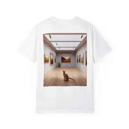 White Cat Sitting In Art Gallery