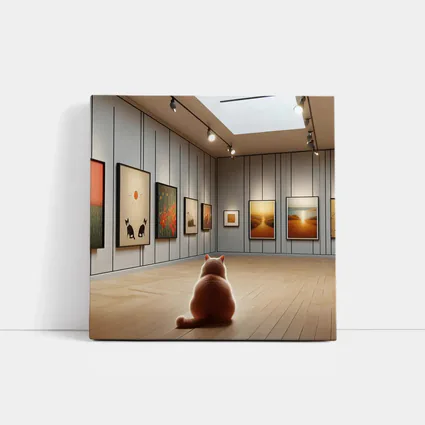 Cat Sitting In Art Gallery Room