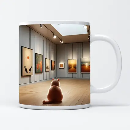 Cat Sitting In Art Gallery Room