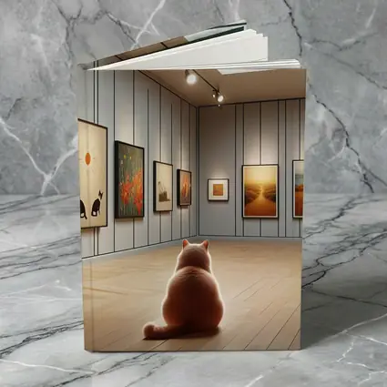 Cat Sitting In Art Gallery Room