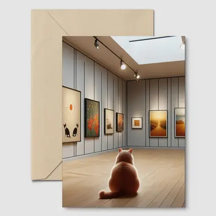 Cat Sitting In Art Gallery Room