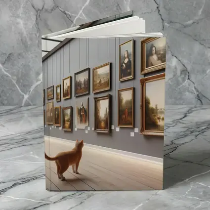 Orange Cat Exploring Classic Art Gallery