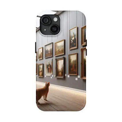 Orange Cat Exploring Classic Art Gallery