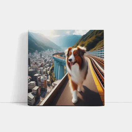 Australian Shepherd Dog City Skyline Background
