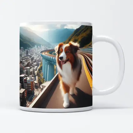 Australian Shepherd Dog City Skyline Background