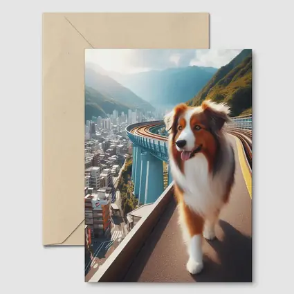 Australian Shepherd Dog City Skyline Background