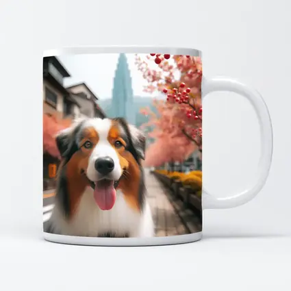 Australian Shepherd Dog Cherry Blossom Street