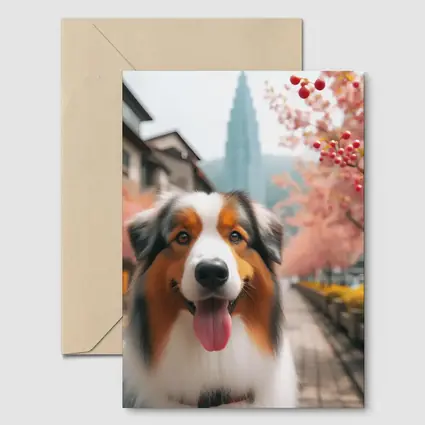 Australian Shepherd Dog Cherry Blossom Street