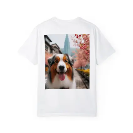 Australian Shepherd Dog Cherry Blossom Street